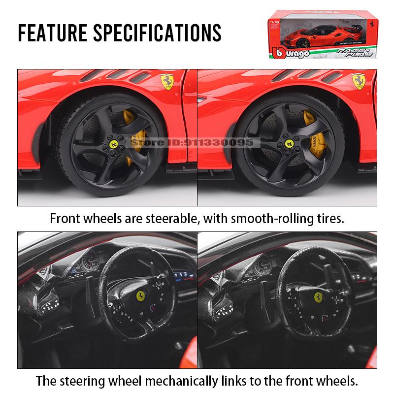 GCD2 Bburago 1:18 Ferrari SF90 XX Stradale 296GTB FXXK EVO SF90 SP1 MONZA racing model simulation car model alloy car toy collection