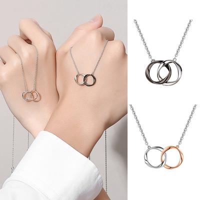 Collana per Coppia con Anelli Intrecciati Collana Cerchi Nastro di Möbius Collana con Ciondolo Cerchio Infinito Uomo Donna Regalo per San Valentino Anniversario