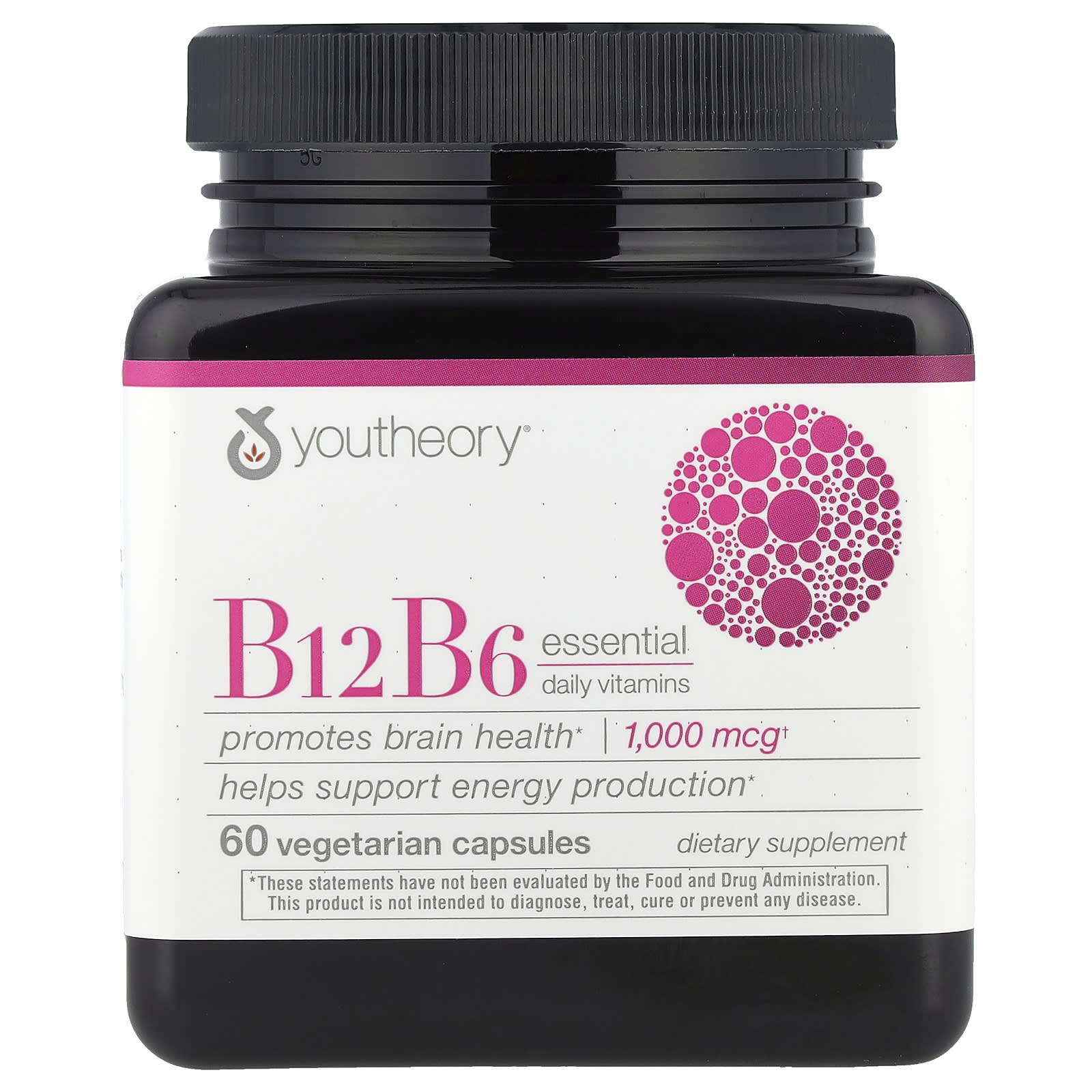 

B12 B6, Essential Daily Vitamins, 1,000Mcg, 60 Veggie Capsules