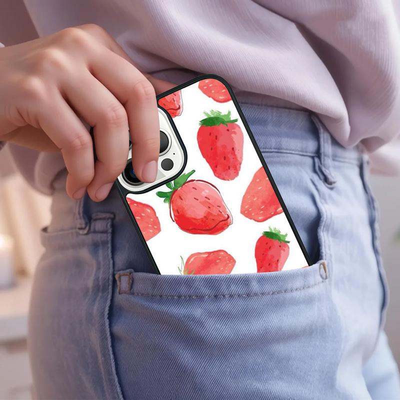 Pink Cherries Cherry Strawberry Phone Case For iPhone 17 Air 15 16e 14 13 Pro Max Coque 12 11 Pro Max PLUS Cover
