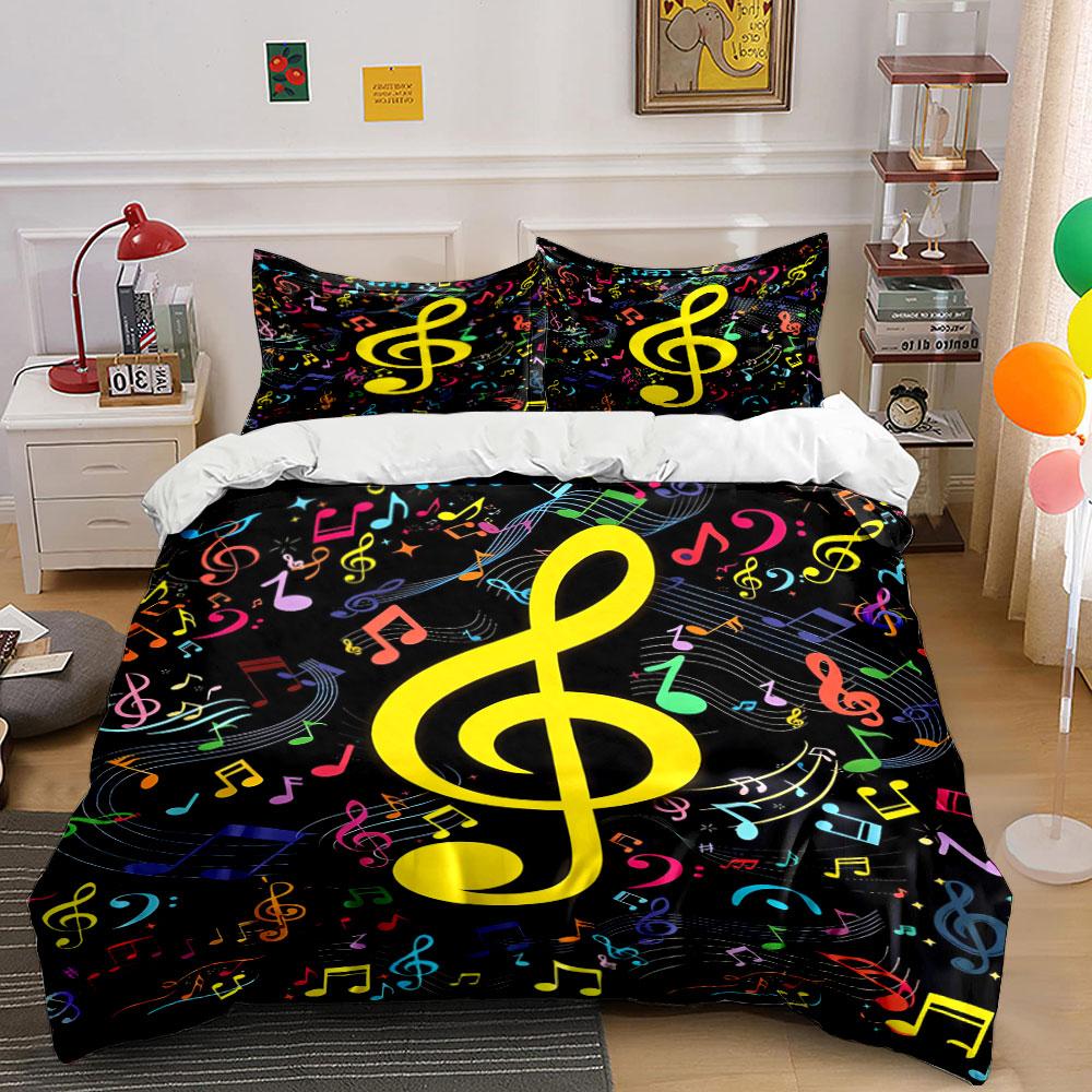 Colorful Musical Notes Pattern. Bedding Sets Duvet Cover Sets Duvet Covers Pillowcases(1 * Duvet Cover 2 * Pillowcases Without Duvet Insert)