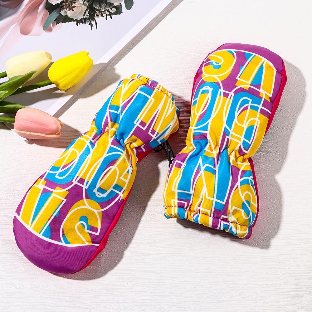Fashion Windproof Children Boys Girls Non-slip Thick Warm Sports Mittens Kids Ski Gloves Waterproof