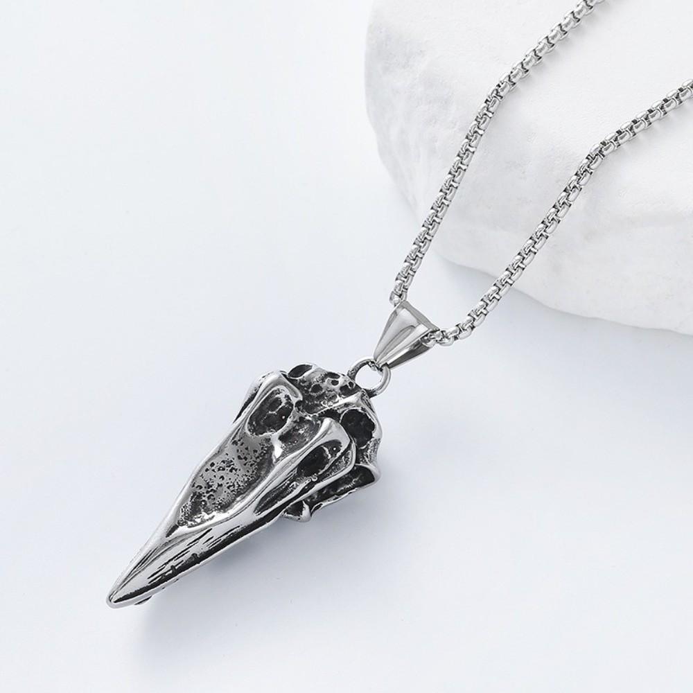 Серебряное ожерелье с черепом птицы из нержавеющей стали 304 Viking Crow для мужчин и женщин