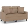 2 Seater Sofa with Decorative Cushions Cappuccino Brown 120 cm Faux Leather