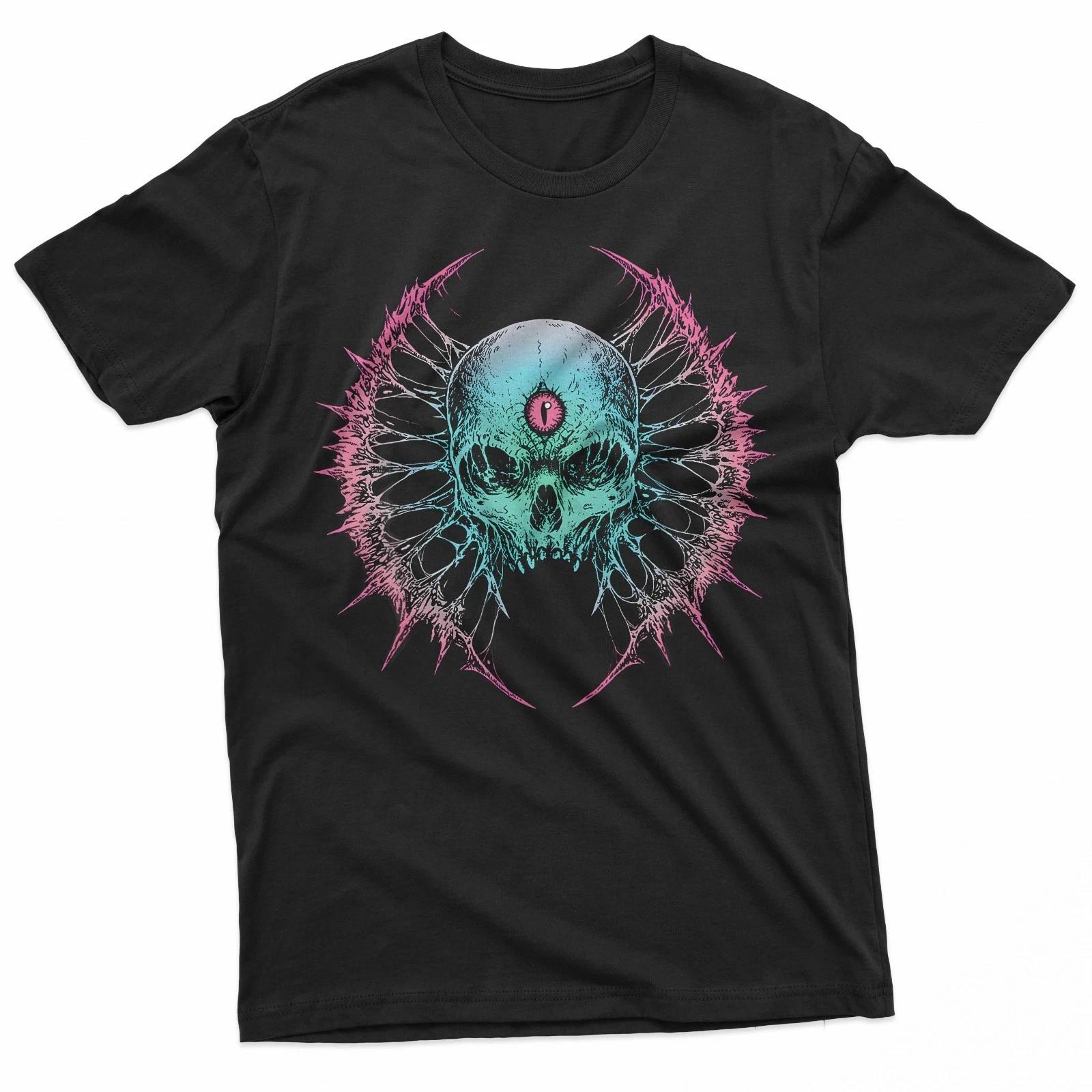 Third Eye Psychedelic Skull Gothic Dark Art Graphic T-Shirt 3XL