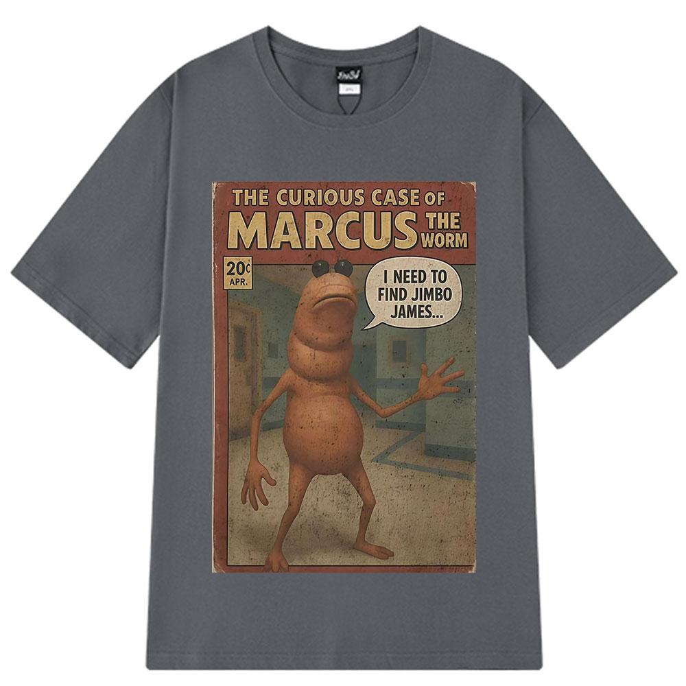 Marcus The Worm Comic Funny Meme T Shirt Men Women Vintage T-shirt Summer Short-sleeved Loose Casual Cotton Harajuku T-shirts