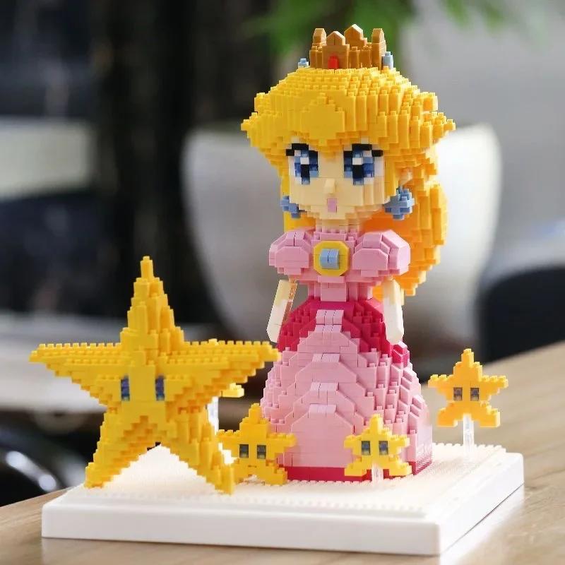 Peach Princess 1484 Stück Super Mikro Blöcke Stern Rosa Mädchen Mini DIY Bausteine Puzzle Bausteine Spielzeug für Kinder Geschenke