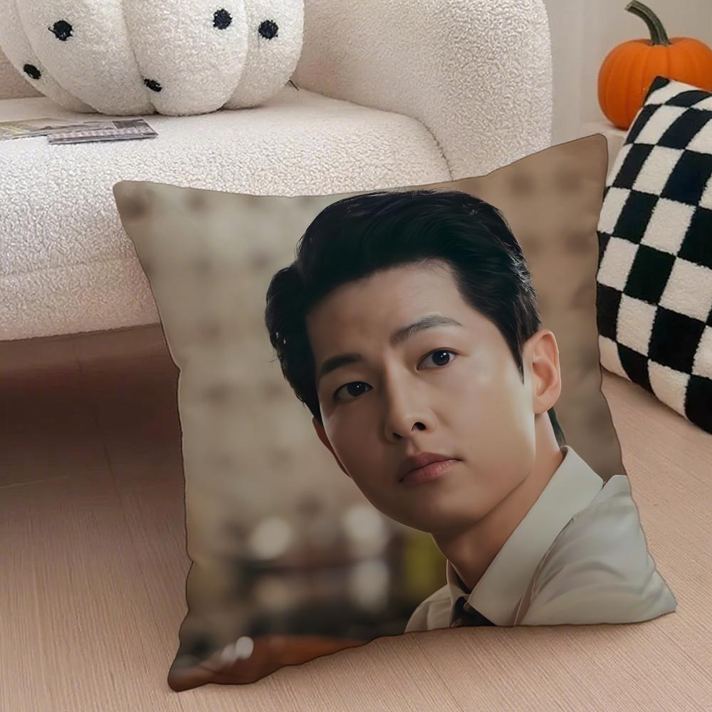 Handsome Talented Korean Actor SSong Joongki Cushion Cover Throw Pillow Cover Hidden Button Durable Polyester Chair Cushion
