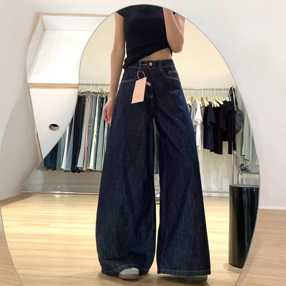 

Plus Size Women s Dark Blue Denim Jeans - Slimming, Straight Leg for Pear-Shaped Body, Spring/Autumn 2026 Collection 2XL темно-синий