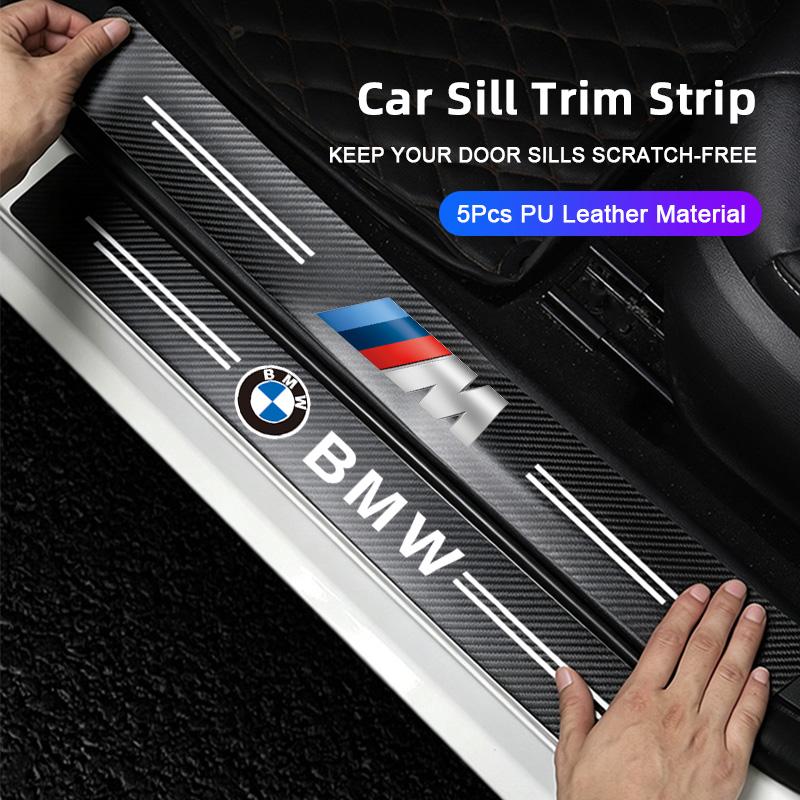 5Pcs Leather Car Door Sill Protector Threshold Sticker Anti Scratch For BMW X1 X2 X3 X5 X4 X6 X7 G30 G20 G32 G11 G12 F40 F30 F20 nlbr76