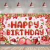 Polyester Strawberry Party Background Cartoon Party Hanging Banner  Photo Booth