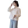 Spring 2025 Women's Lace Patchwork Long-Sleeve Shirt: Fashionable, Age-Reducing, Petite Design
