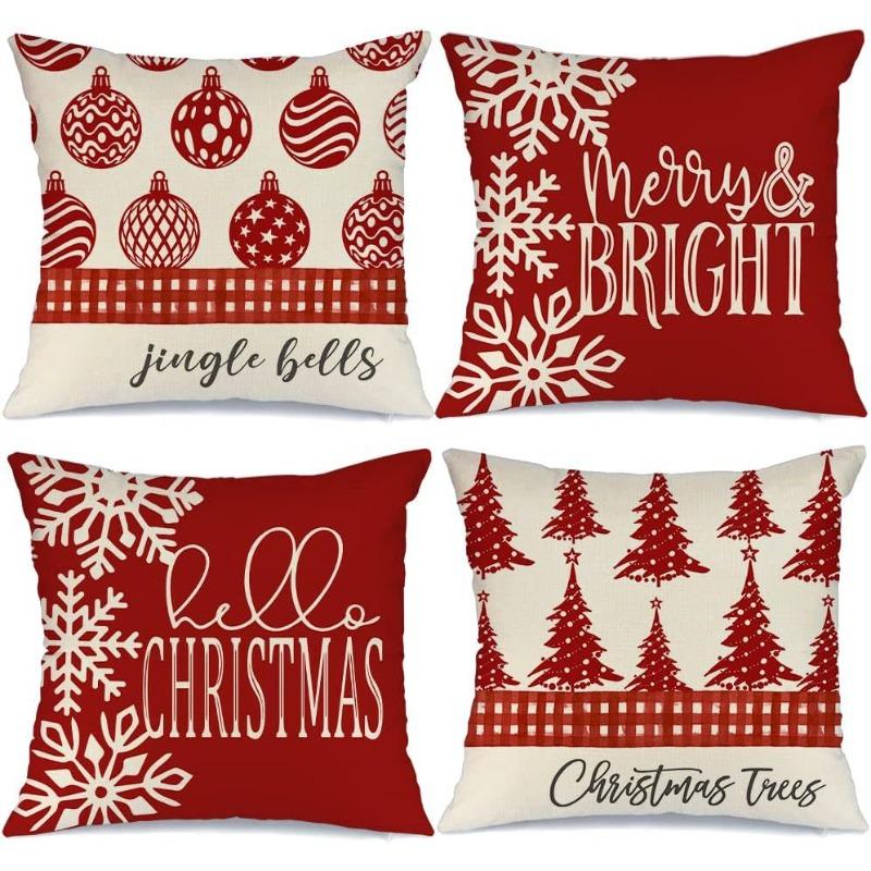 New Christmas Pillow Cover Linen Printed American Sofa Pillow Cover Pillow Cover