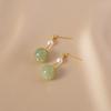 100% Natural Freshwater Pearl & Nephrite Jade Stone 14K Gold Filled Ladies Tassels Stud Earrings Not Allergic Birthday Gifts