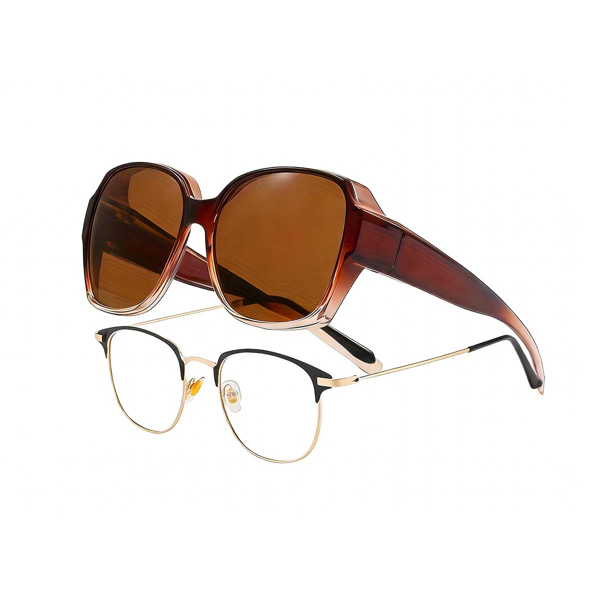 

Trendy Wear Over Sunglasses for - Men Women Vintage Anti Glare UV400 Protection Wear Over Square Glasses Driving T01