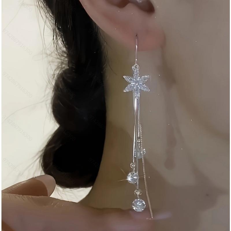 1 Paar Mode Lange Quaste Blume Ohrringe Schmuckzubehör