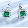 Gica Gem 925 Sterling Silver Patrat verde Cercei cu tijă de vânzare la cald pentru femei Temperament fin Bijuterii de înaltă calitate Cadou pentru Ziua Mamei