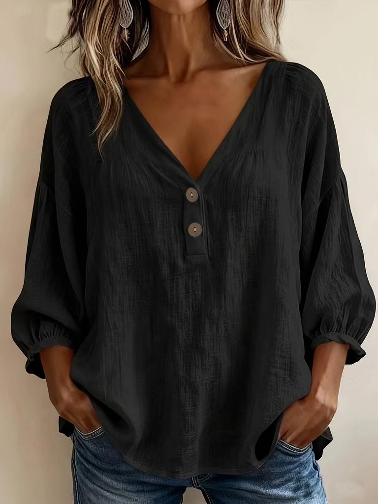 1116 European and American summer casual V-neck loose seven-quarter-sleeved T-shirt top