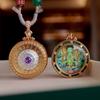Qinghai Regong Green Tara Hand-painted Ethnic Thangka Pendant