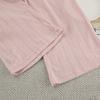 Women Comfortable Breathable Knitted Cropped Long Sleeve Long Pants Two Piece Sleepwear Loungewear