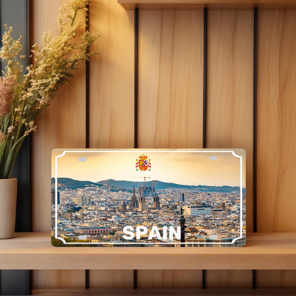 YZFQ Spain Madrid  Vintage Metal Sign Barcelona Tin Plate Tourist Souvenir For Wall  Bar Garage Home Decor 12X6inch JM-0174