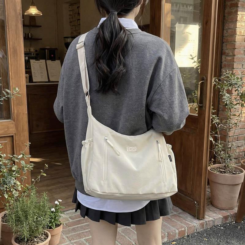 Nylon Shoulder Bag Women Casual Everyday Tote Bag with Zipper Pockets and Adjustable Strap
