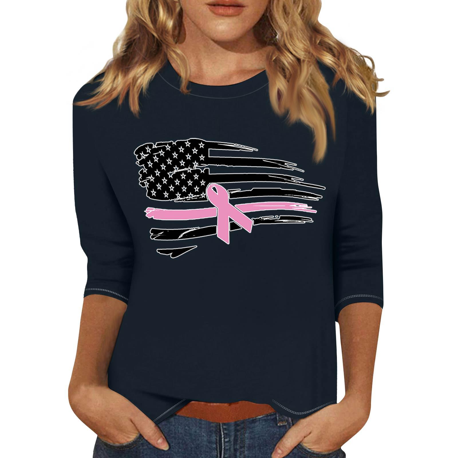 

Женская модная и повседневная футболка с круглым вырезом и рукавом семь четвертей XL тёмно-синий