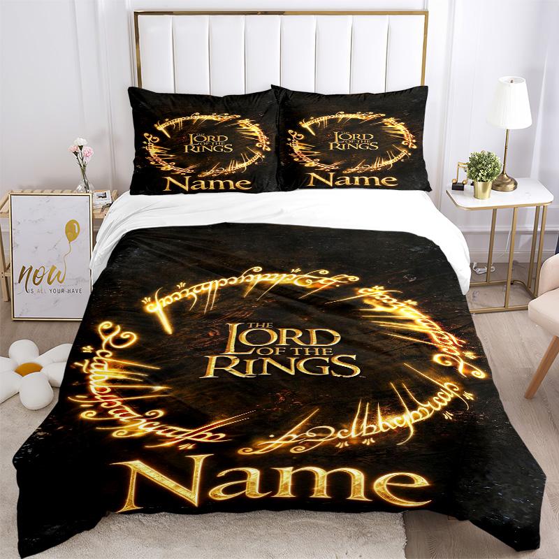 Personalized Lord Rings Soft Bedding 3 Piece Set HD Print Duvet Cover Pillowcases for Teens Adult Bedroom Decoration Christmas Gift C10335