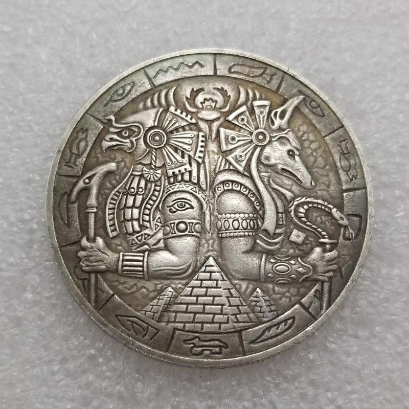 Antique Pyramid Tramp Replica Coin: Aged Silver Dollar Round #947 107610133