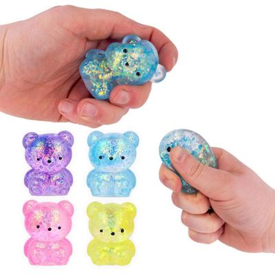 Mini Glitter Bear Squeeze Toy Stress Relief Clear Bear Stress Sugar Ball Sensory Toy Soft Slow Rising Decompression Fidget Toy