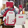 Five-Piece Backpack Set Women's Bear Printed Backpack Student Color Contrast Schoolbag