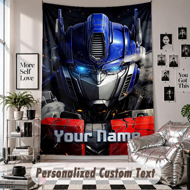 Wall Hanging Tapestry With Custom Name & Text, Transformers Decorative Tapestry For Bedroom