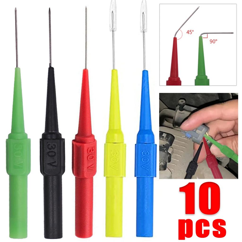 10Pcs Auto Test Probe Car Electrical Circuit Detection Diagnostic Tool Multimeter Test Leads Pin Flexible Test Probe Tips 0.7mm