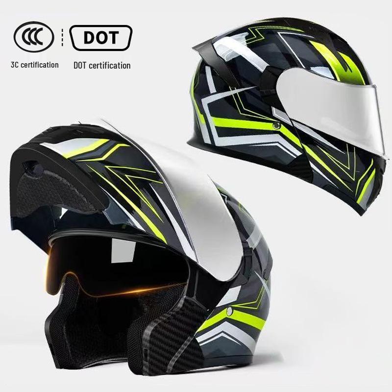 3C Certified Flip-up Motorcycle Helmet for All-Season Use, Unisex, and Universal Fit for Electric Vehicles.