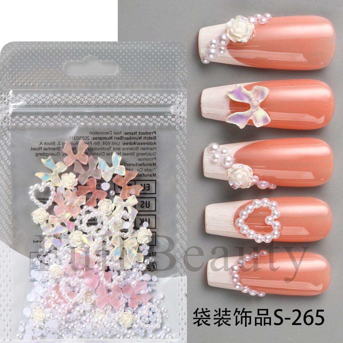 New nail art three-dimensional jewelry three-dimensional bow pearl love nail art jewelry