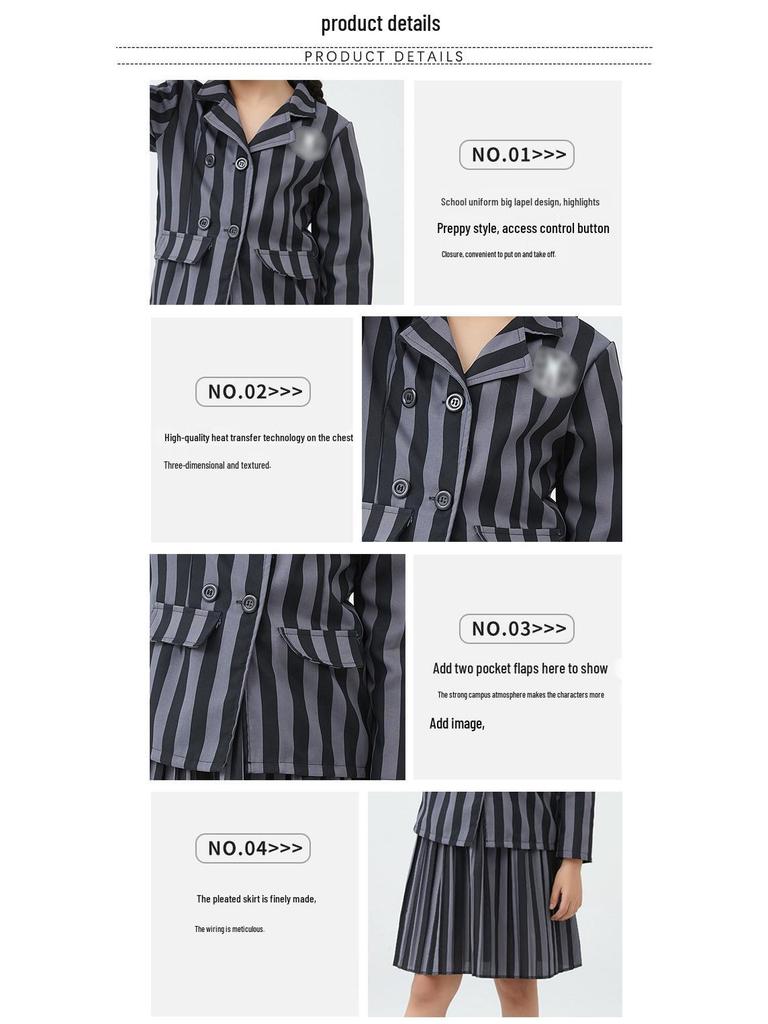 Auf Lager: Mittwoch Addams Schwarzes Kleid Halloween Cosplay Kostüm