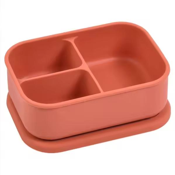 Silicone Food Storage Box With Lids 3 Compartment School Children Lunch Box Free Silicone Bento Lunch Box