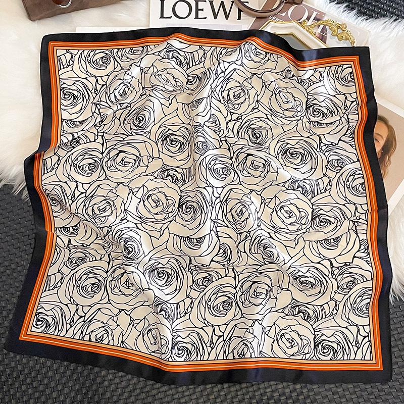 Korean New Printed Scarf Mulberry Silk Square Scarf Spring and Autumn Summer Dual-purpose Shawl Neck Protection Occupation Silk Scarf