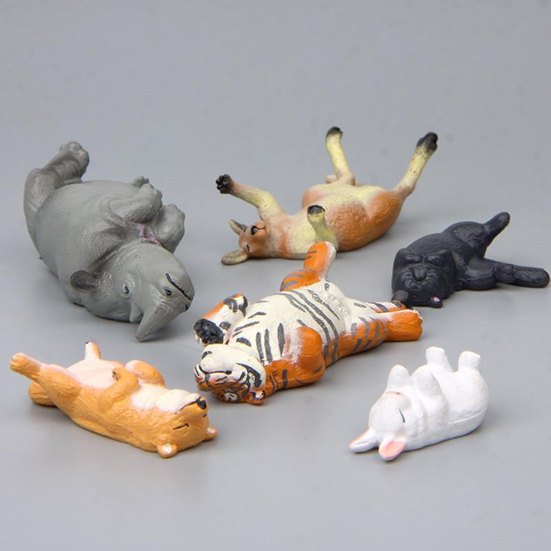 Cute Sleeping Tiger Shiba Inu Rabbit Cat Kangaroo Animal Mini Model Ornament For Office And Collection