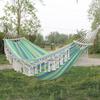 Double Wide Heavy Duty Canvas Hammock With 60cm Wooden Rods Fringe Outdoor Camping Swing Garden Backyard Relaxation