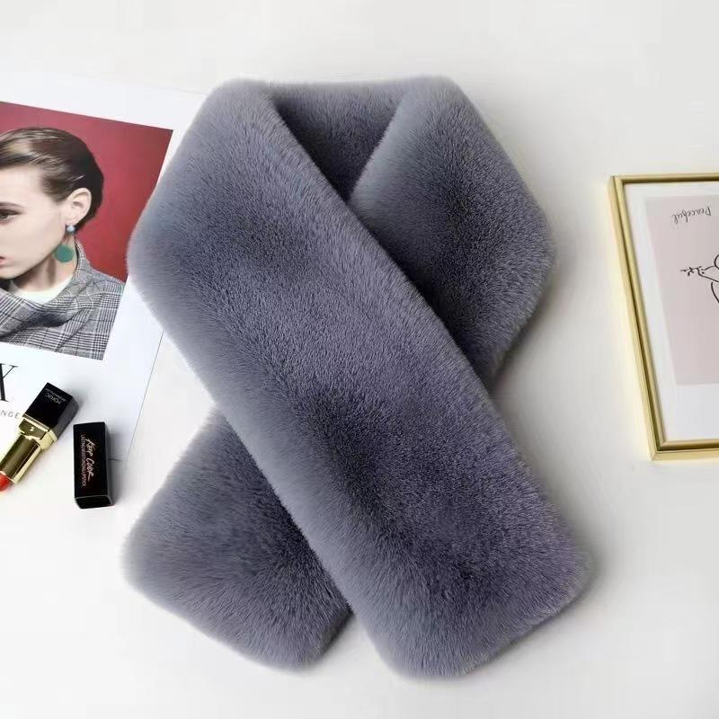 Women's Stylish Winter Faux Mink Rabbit Fur Scarf - Versatile, Thick & Warm Neck Warmer
