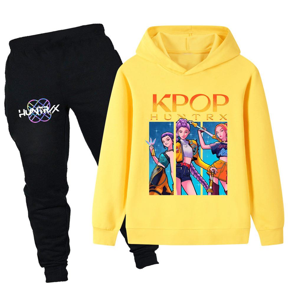 PB1211 Kinder Jungen Mädchen Kpop Mira Zoey Rumi Druck Langarm Kapuzenpullover Hose Hosen Kleidersets