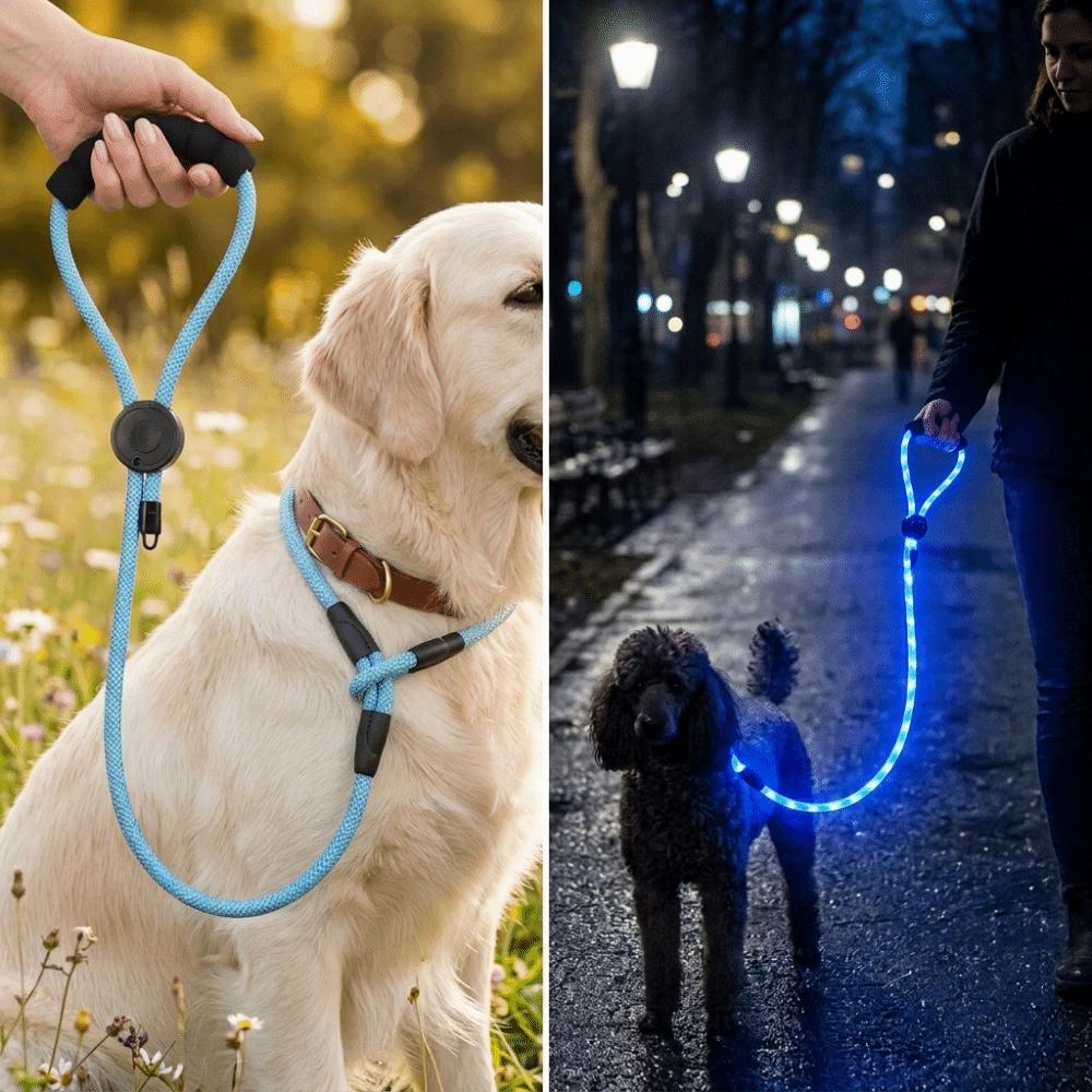 Guinzaglio Luminoso per Animali Domestici con Ricarica USB Super Luminoso LED Guinzaglio per Passeggiate con Cani Guinzaglio Illuminato Escursionismo Notturno