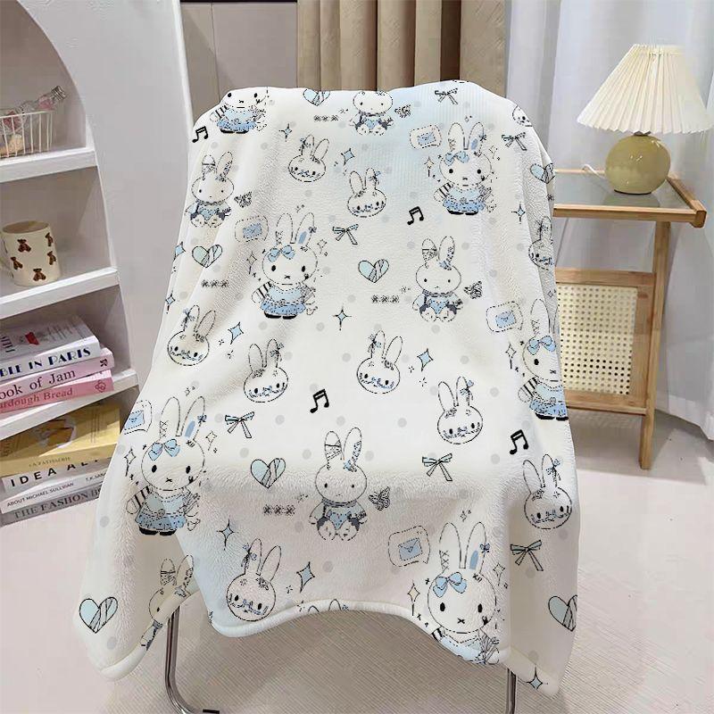 Miffy Cartoon Blanket Cute Air Conditioning Shawl Sofa Lap Cover Nap Throw Soft Warm Lightweight Multi-use Blanket Home Office