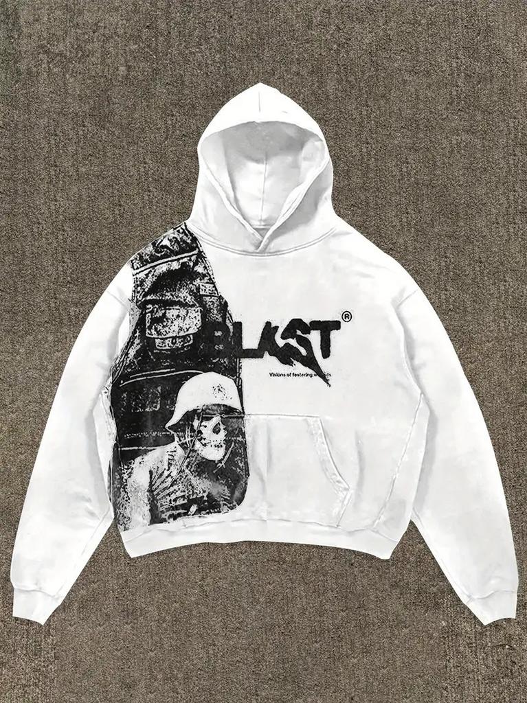 Y2K Street Hoodie Lässiger Pullover Jacke mit Buchstabenaufdruck Trend Wächter