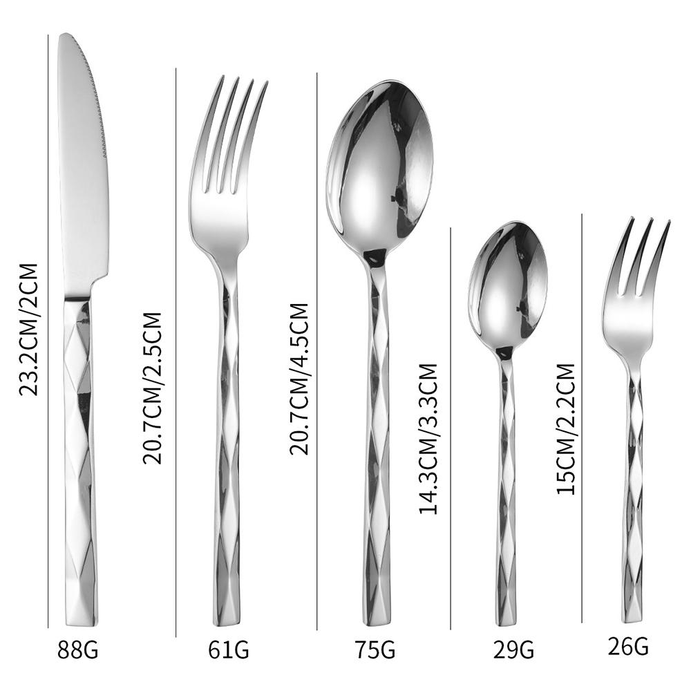 

5 предметов роскошный набор столовых приборов из нержавеющей стали 304 нож вилка ложка столовые приборы набор элегантный набор столовых приборов креативный подарок с ромбовидной ручкой серебряный