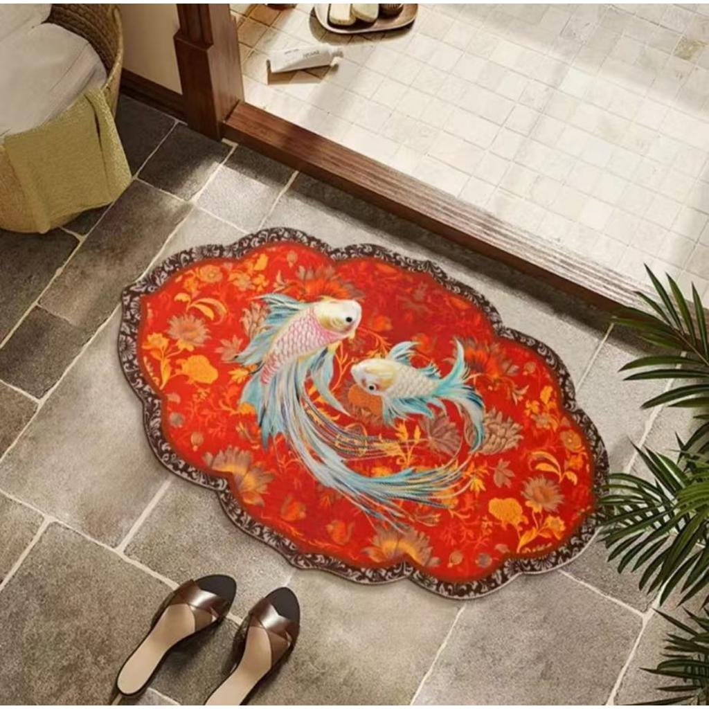 New Year Bathroom Mat New Chinese Test Toilet Door Absorbent Mat Festive Toilet Home Non Slip Mat