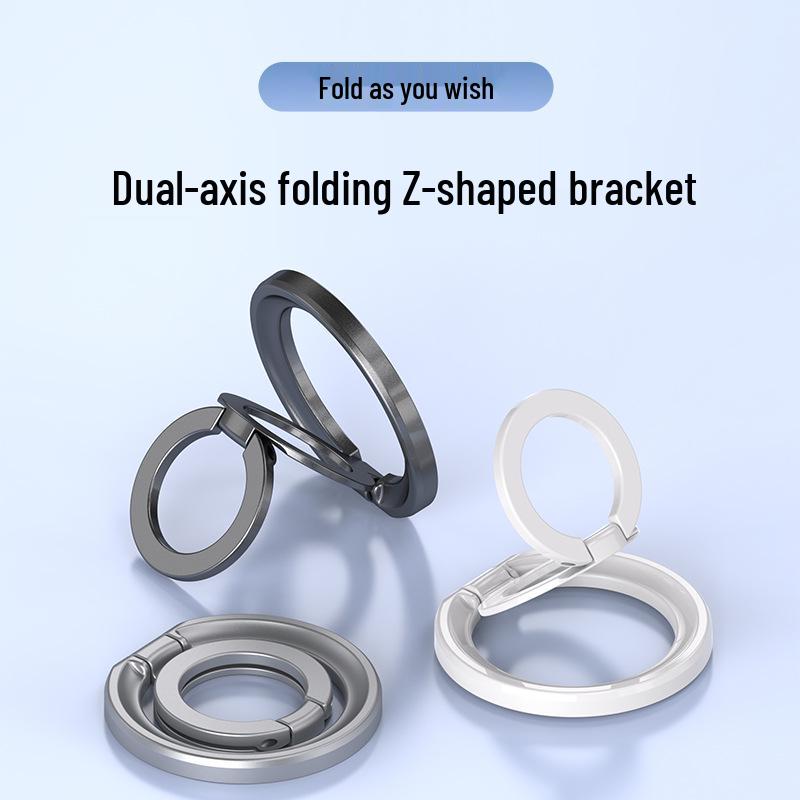 MagSafe Double Ring Magnetic Phone Stand: Strong Grip Finger Ring & Desktop Mount with Case Back Sticker