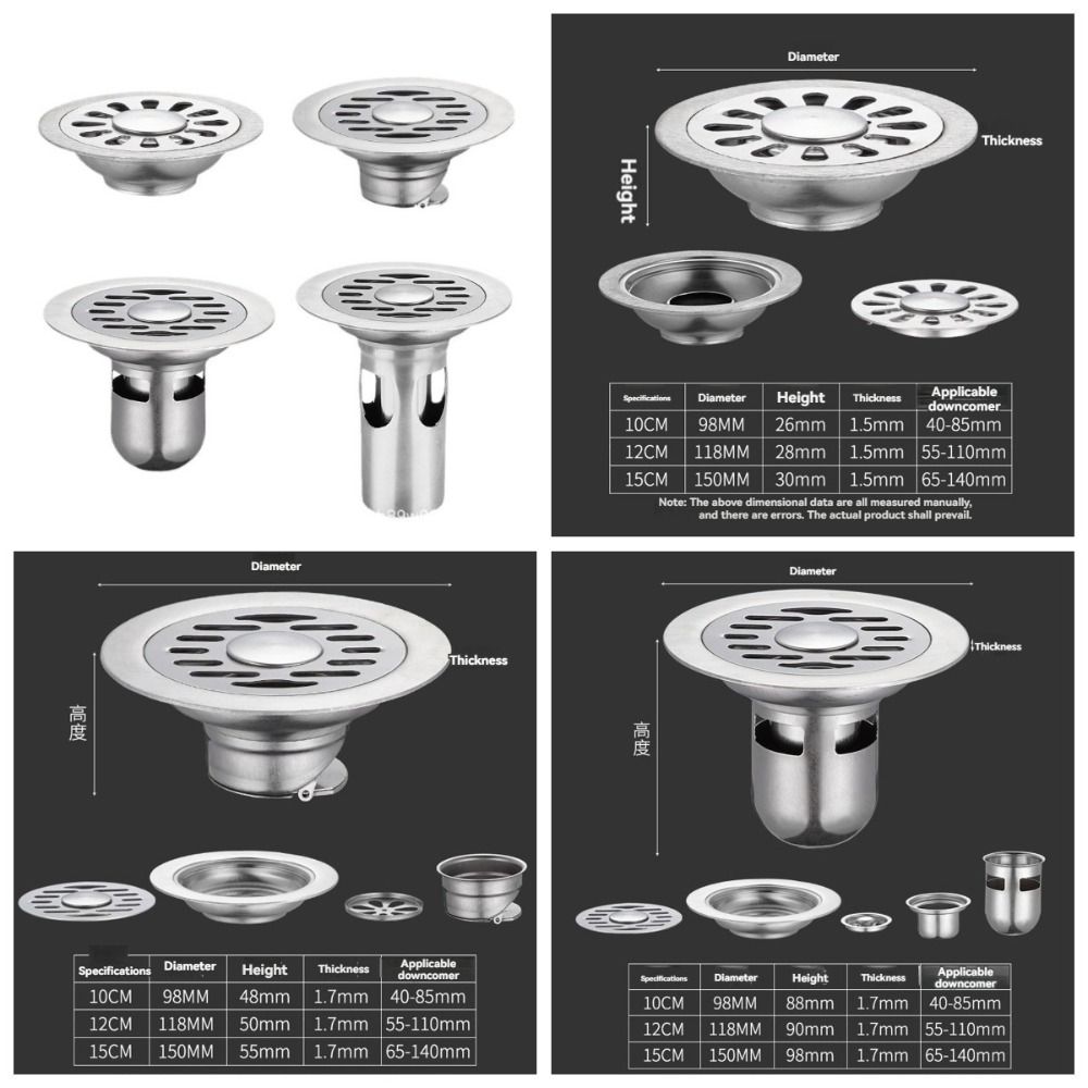 Stainless Steel Round Sink Strainer Cover Hair Catcher Sink Drain Plug  Bathtub