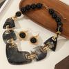 Artistic Resin Jewelry Set With Irregular Shapes And Floral Patterns For Summer